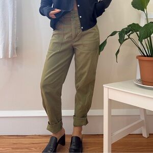 Joie Cotton Mirenda High Rise Straight Leg Chino Pants Chive Olive Green Size 0